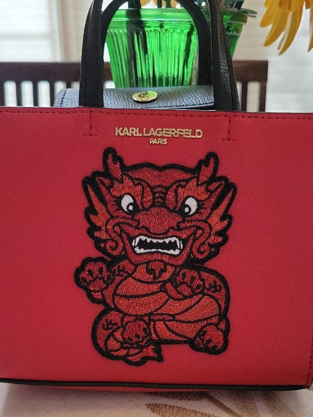 Karl Lagerfeld Red & Black Mini Crossbody Bag with Dragon Patch - Picture 4 of 8